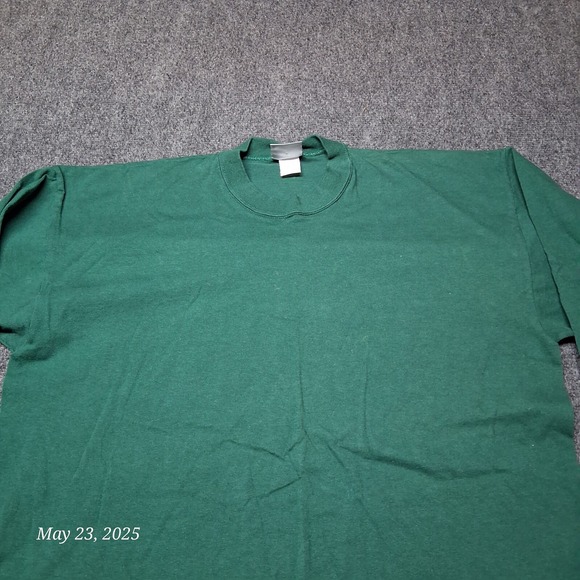 VTG Fashion Threads Single Stitch Plain Blank Solid Green Long Sleeve T Shirt - Picture 2 of 8